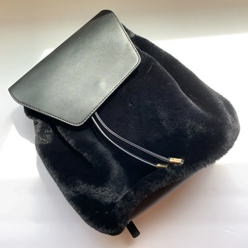 NWOT Neiman Marcus Megan FauxFur Backpack - Picture 2 of 5